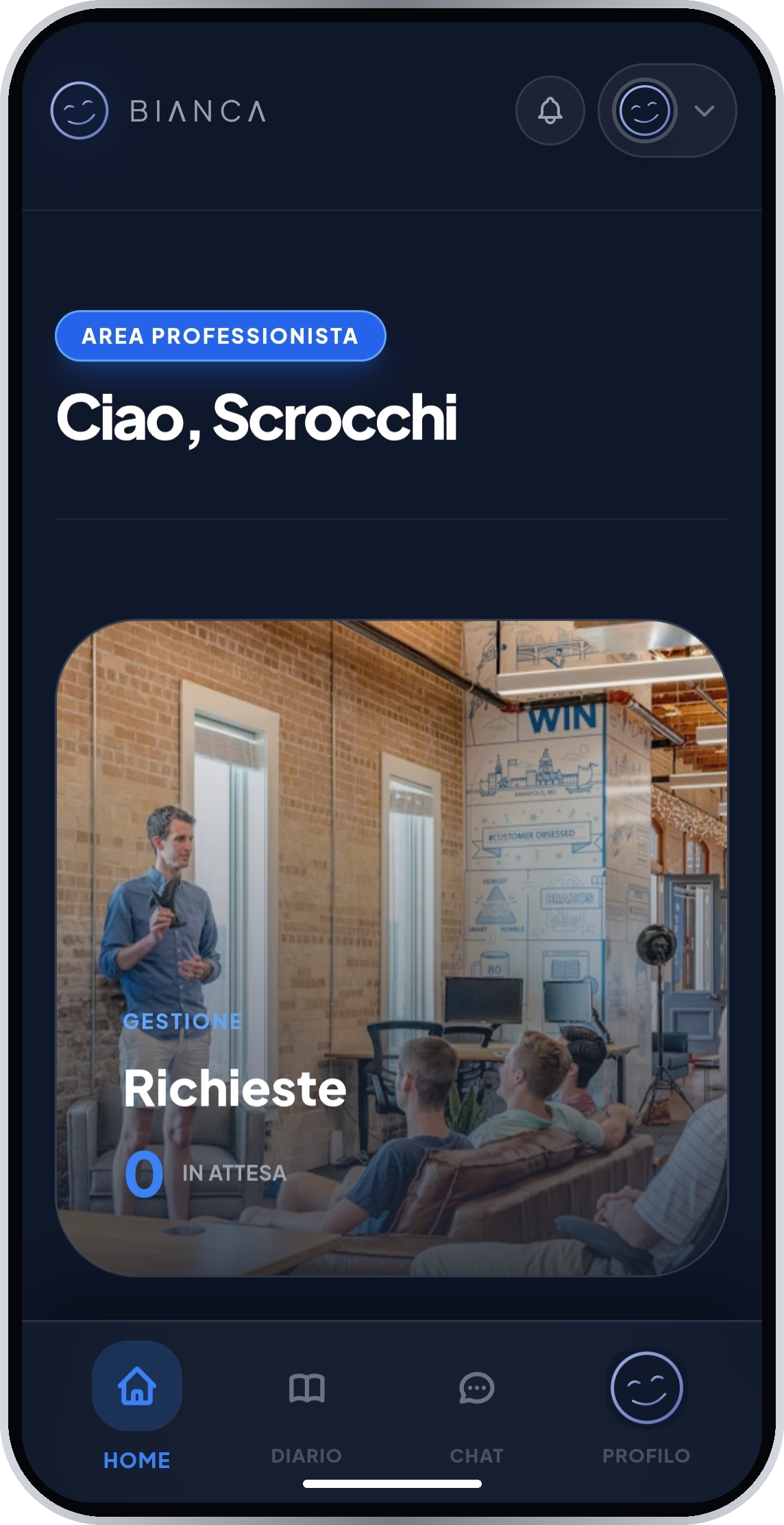 Bianca Pro — home area professionista
